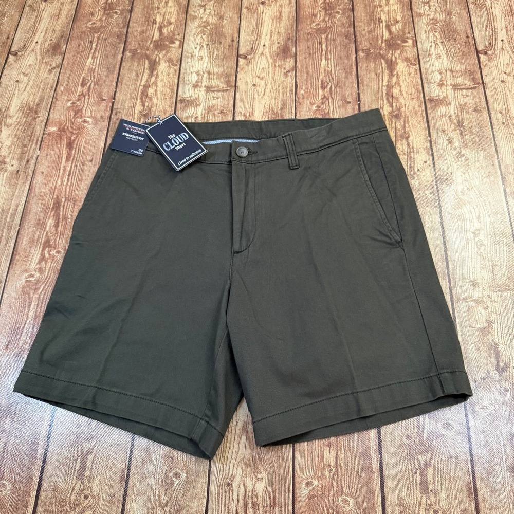 Roundtree & Yorke The Cloud Short Mens 34 Green Straight Fit Flat Front NWT
